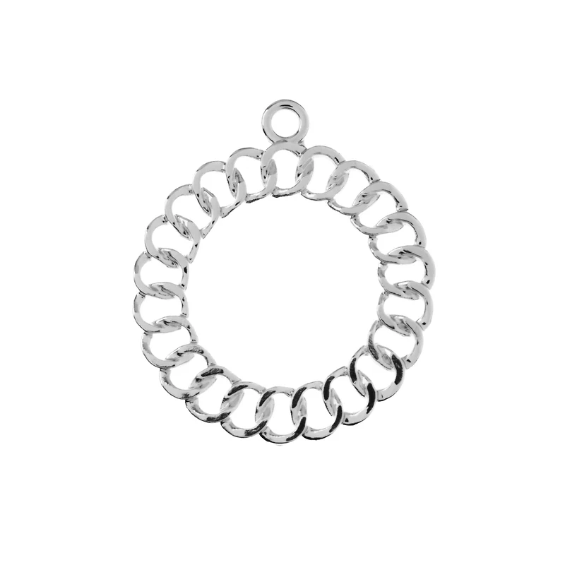 John Bead 32mm Silver Chain Circle Beadwork Pendants, 5ct.