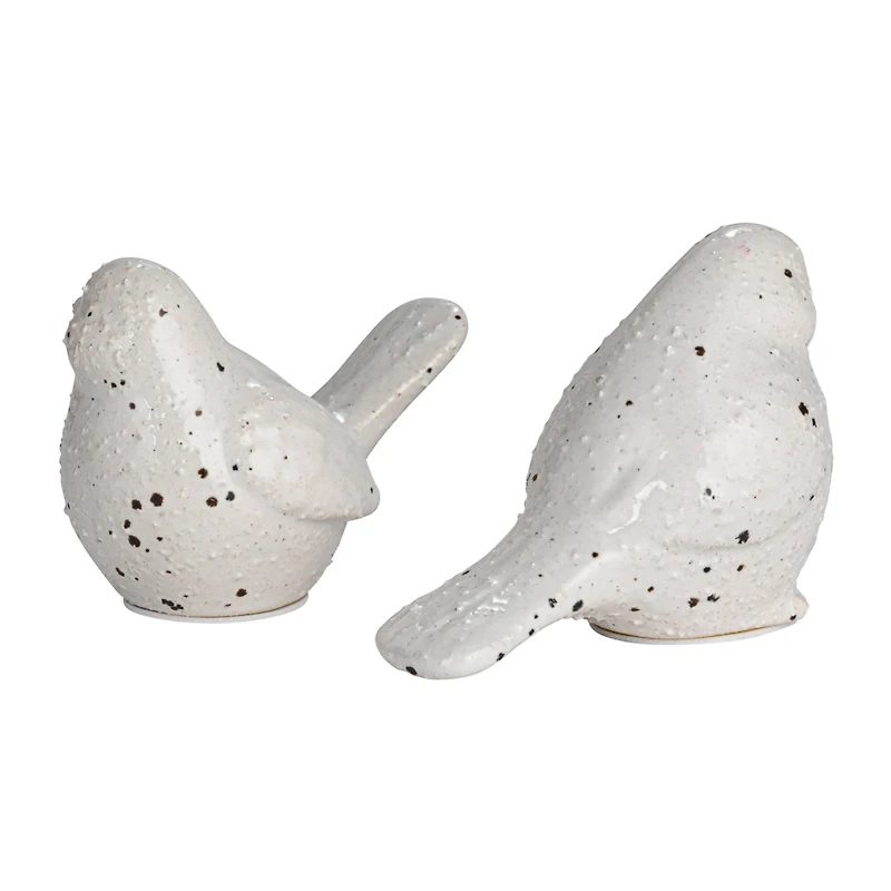 Hello Honey® White Speckled Stoneware Bird Décor Accent Set