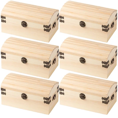 6 Pack: 9" x 5" Ornate Wood Treasure Chest by Make Market®