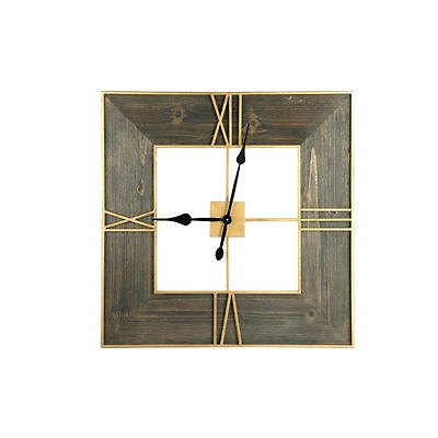 Hello Honey® 2.5ft. Gold Trimmed Wooden Square Wall Clock