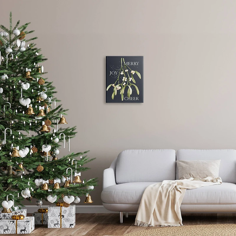 Stupell Industries Merry Joy Cheer Holly Berries Canvas Wall Art
