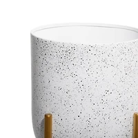 Set of 2 White Metal Contemporary Planter, 20", 22"