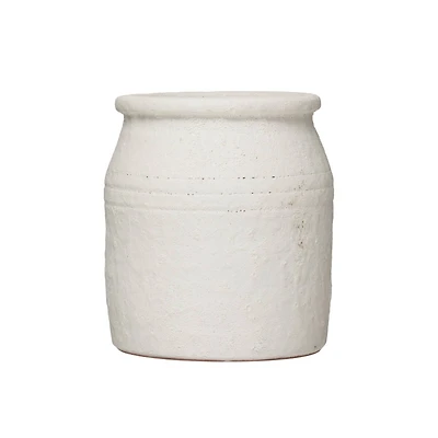 Hello Honey® 7" Decorative Distressed Volcano Glaze Terra Cotta Crock