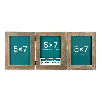Basics™ 3 Opening 5" x 7" Gray Hinged Frame by Studio Décor®