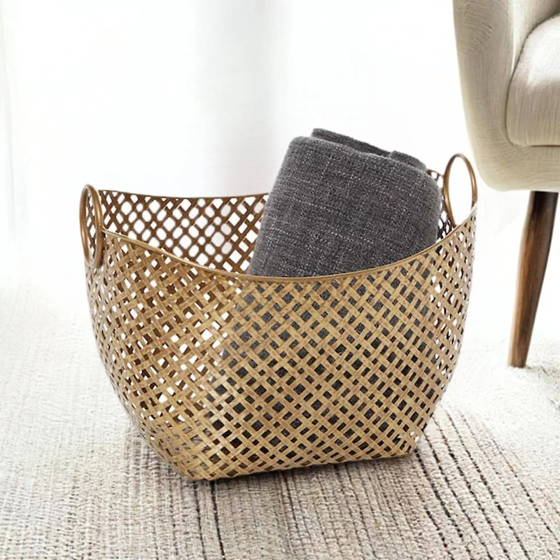 Gold Metal Contemporary Storage Basket