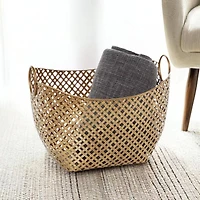 Gold Metal Contemporary Storage Basket