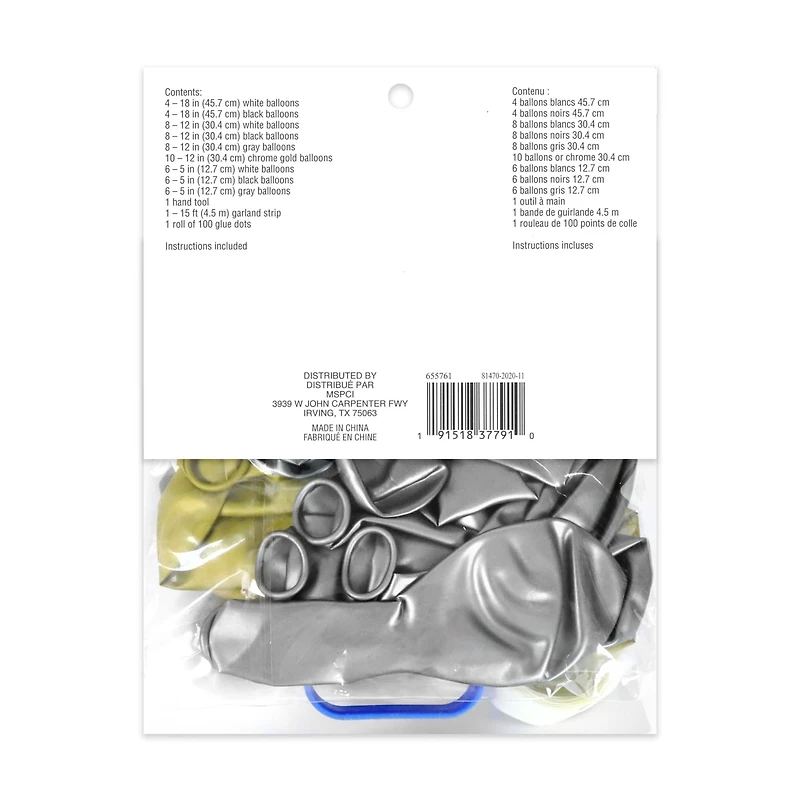 10ft. Black, White, Gray & Gold Balloon Garland by Celebrate It™