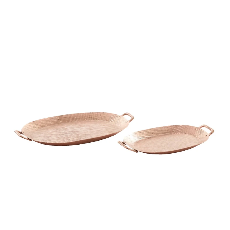 Set of 2" Bronze Aluminum Rustic Tray, 3" x 27" x 16"