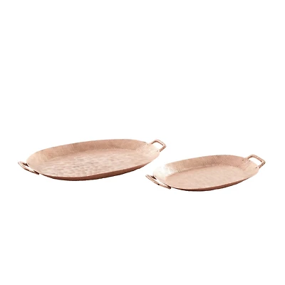 Set of 2" Bronze Aluminum Rustic Tray, 3" x 27" x 16"