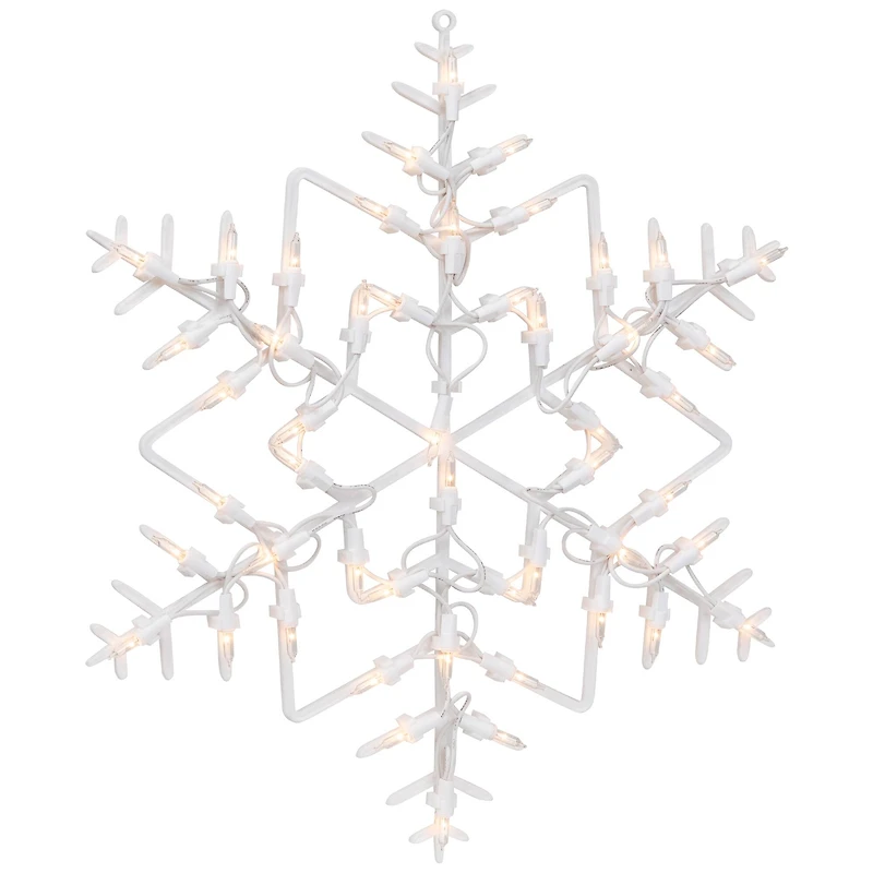 16" White Lighted Snowflake Christmas Window Silhouette Decoration