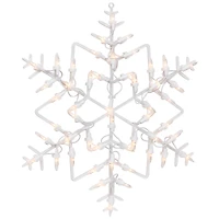16" White Lighted Snowflake Christmas Window Silhouette Decoration