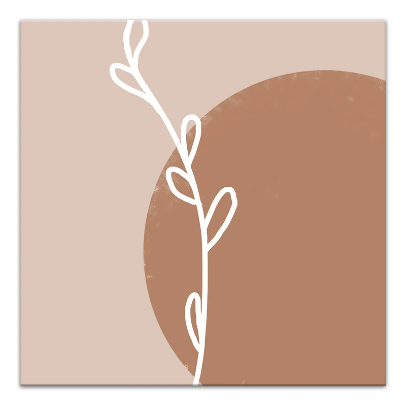 Circle Floral Leaf 16" x 16" Canvas Wall Art