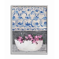 Stupell Industries Flowers In Bath Tub Gray Framed Wall Art