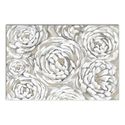 Cream & Gray Floral Canvas Wall Art