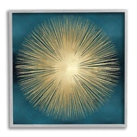 Stupell Industries Abstract Deco Sunburst Shape Over Dark Blue in Frame Wall Art