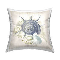 Stupell Industries Detailed Seashells Ocean Sea Life Botanicals Throw Pillow, 18" x 18"