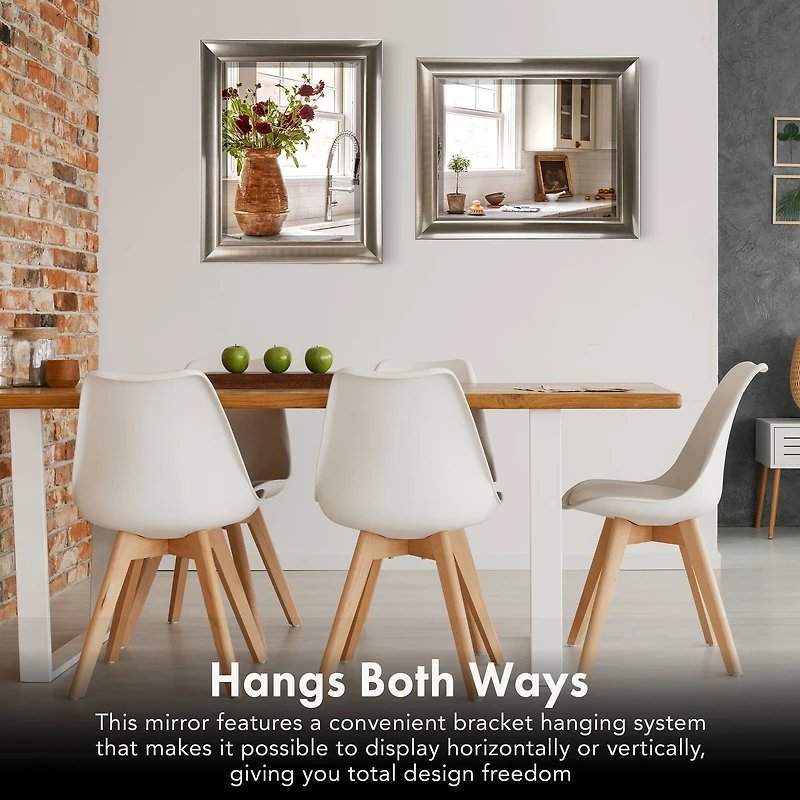 Head West Brushed Nickel Framed Wall Mirror - 35" x 29"