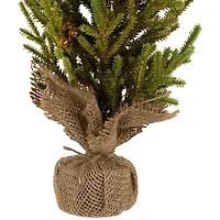 12" Unlit Pine with Berries Artificial Christmas Tree in Burlap Base