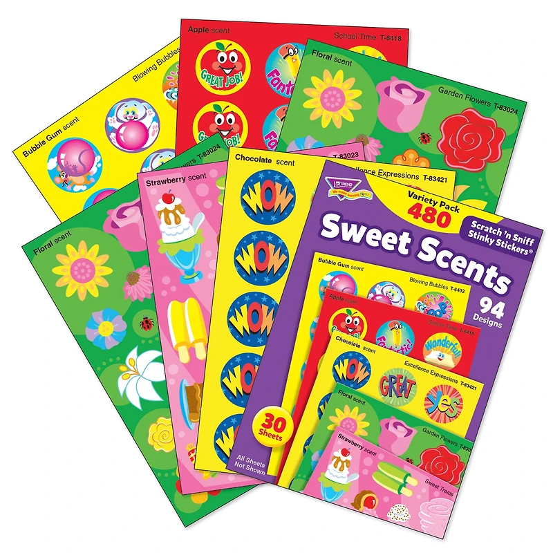 Trend Enterprises® Stinky Stickers® Sweet Scents Variety Pack, 2 Packs of 480ct.