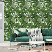 Simplify Green Palm Leaves Adhesive Wallpaper