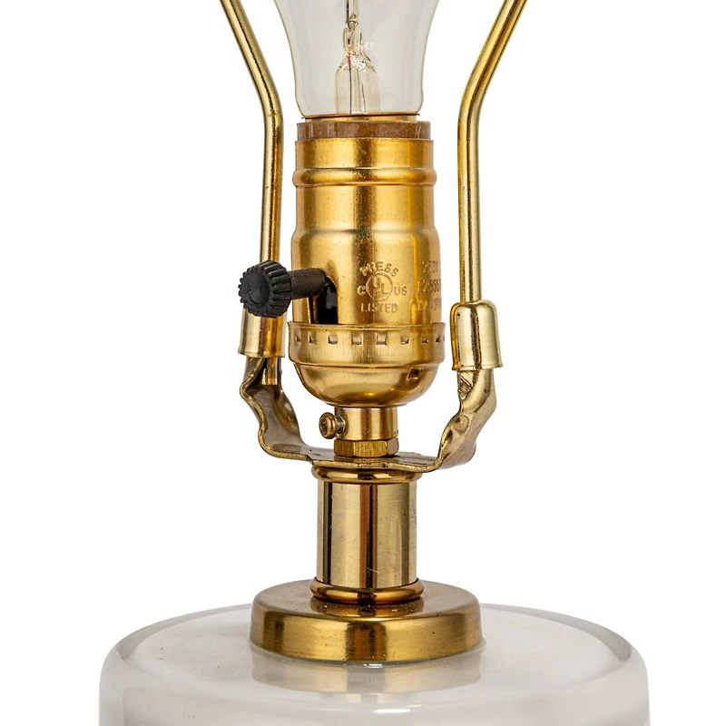 Hello Honey® 2ft. Stacked Glass Base Table Lamp with White Cotton Drum Shade