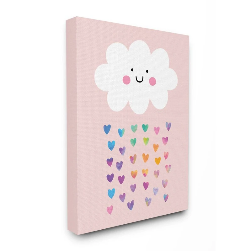 Stupell Industries Raining Rainbow Hearts with Happy Cloud Canvas Wall Art
