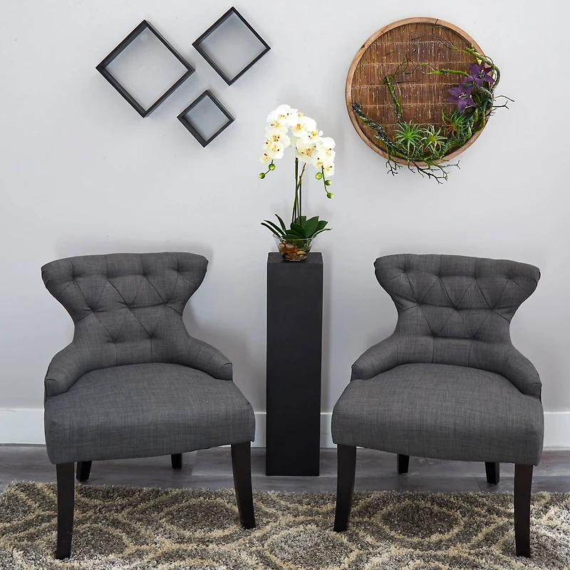 18" White Orchid Arrangement in Glass Vase