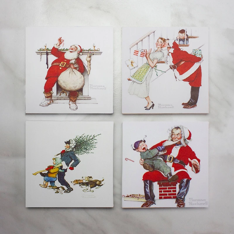 Classic Norman Rockwell Christmas Scene Canvas Prints Set