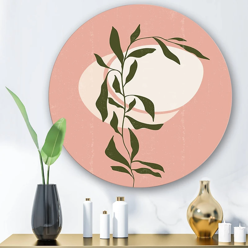 Designart - Abstract Geometrical Sun and Moon With Leaf VI