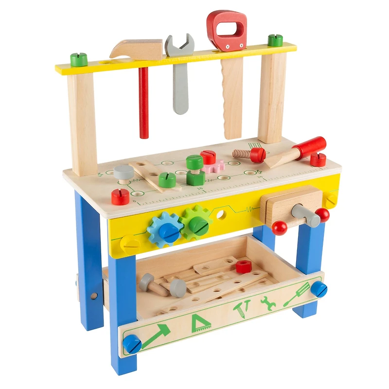 Kids Wood Tabletop Toy Workbench Playset