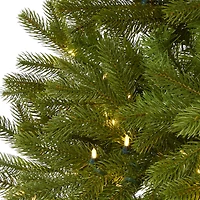 6ft. Pre-Lit Cambridge Spruce Flat Back Artificial Christmas Tree, Warm White LED Lights