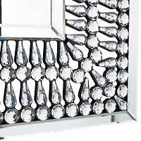 Silver Glass Wall Mirror with Crystal Embellishment 32" x 1" x 32"