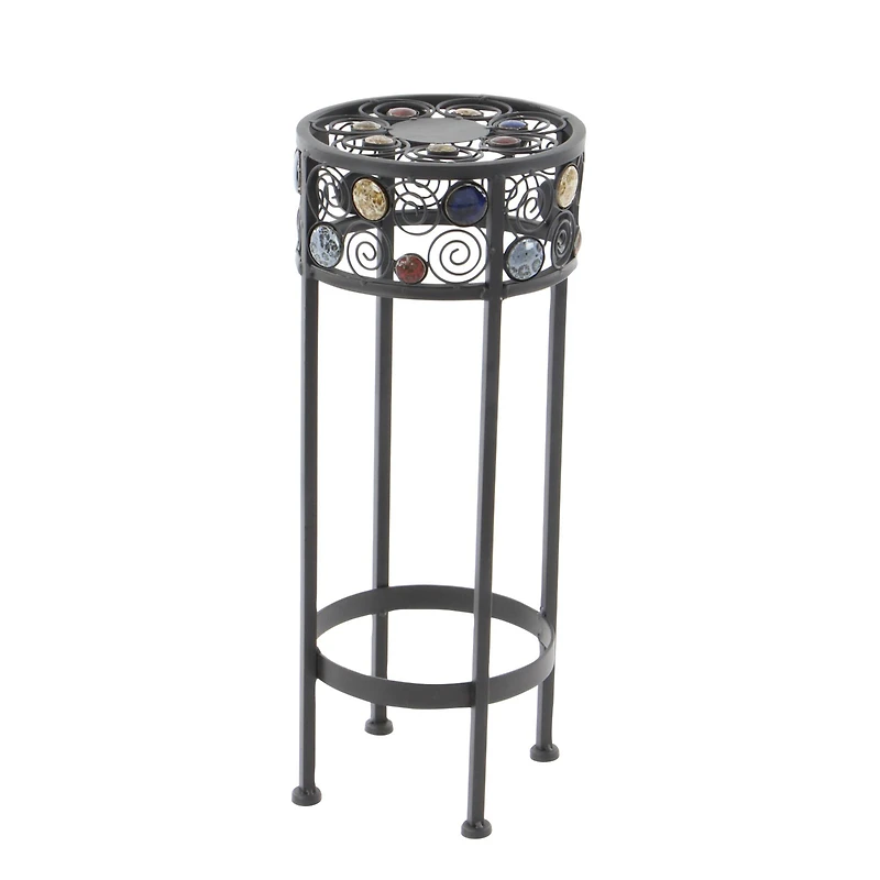 Black Metal Traditional Spiral Design Plantstand Set