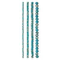 Aqua Faceted Glass Round Beads by Bead Landing™