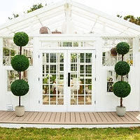 7ft. UV Resistant Artificial Triple Ball Boxwood Topiary Tree (Indoor/Outdoor)