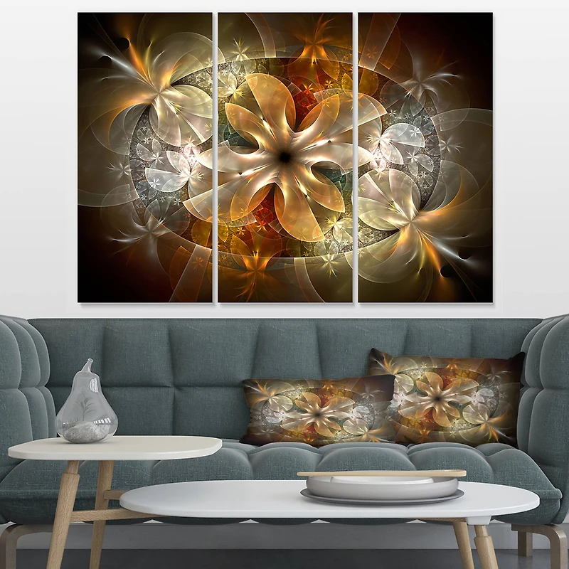 Designart - Fractal Flower with Blue Details