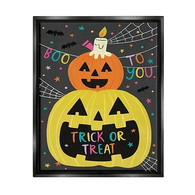 Stupell Industries Boo To You Fun Jack-O-Lanterns Framed Floater Canvas Wall Art