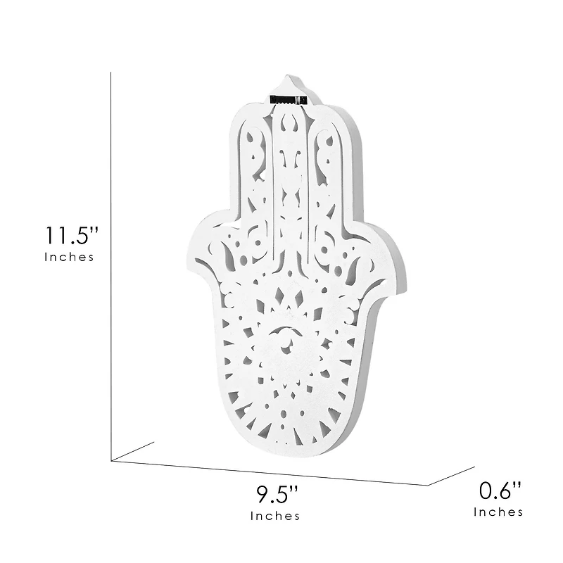 American Art Décor™ 11.5" Distressed Hamsa Hand Palm Eye Medallion Boho Wall Accent