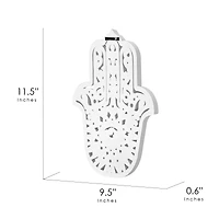 American Art Décor™ 11.5" Distressed Hamsa Hand Palm Eye Medallion Boho Wall Accent