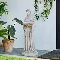 Glitzhome® 32.75" St. Francis Garden Statue with Bird Feeder