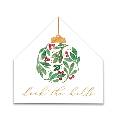 Holly Ornament House Shaped Canvas Wall Art