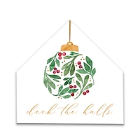 Holly Ornament House Shaped Canvas Wall Art