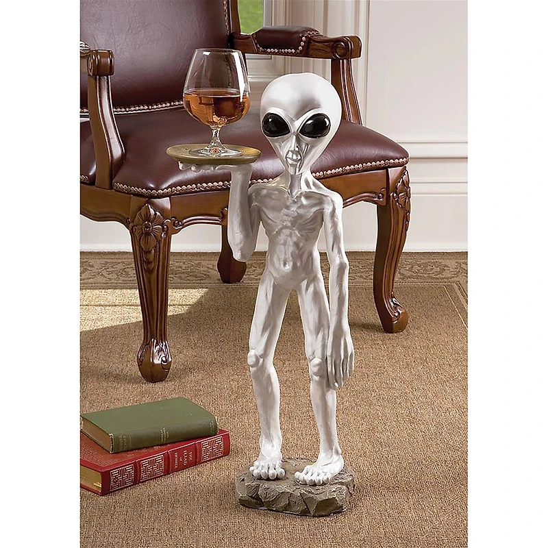 Design Toscano Roswell, the Alien Butler Pedestal Sculptural Table
