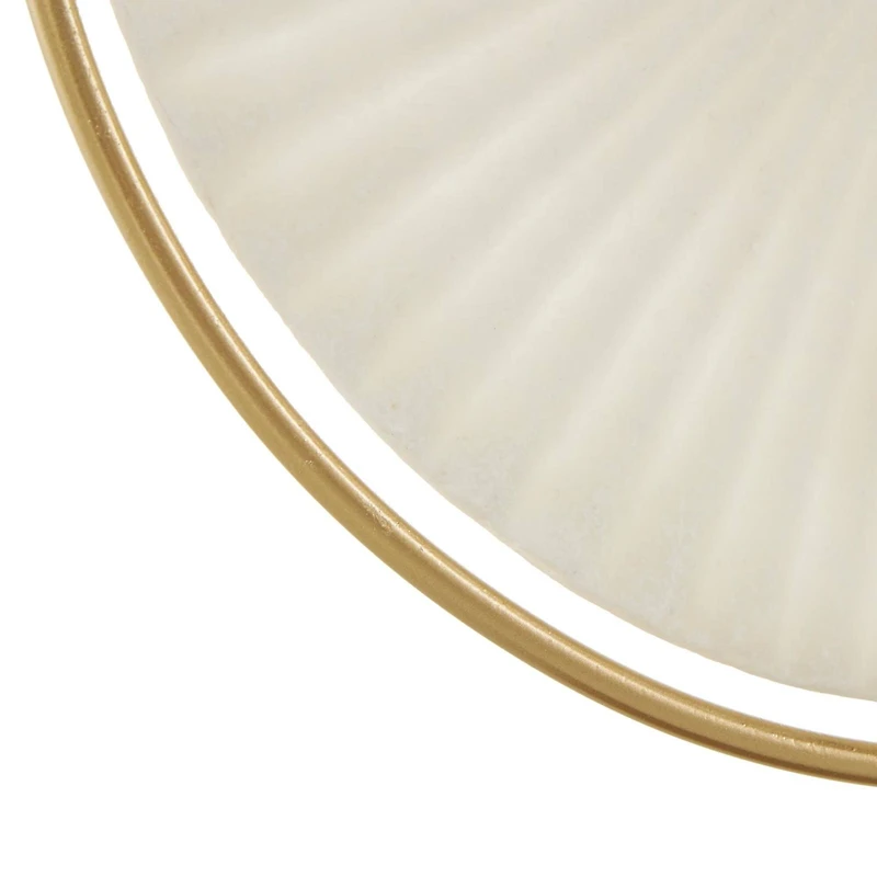 19" Cream & Gold Circle Disk Decorative Sculpture 
