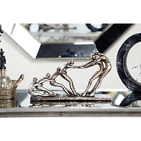 13" Silver Polystone Modern Tug of War Sculpture