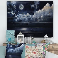 Designart - Full Moon in Cloudy Night Sky