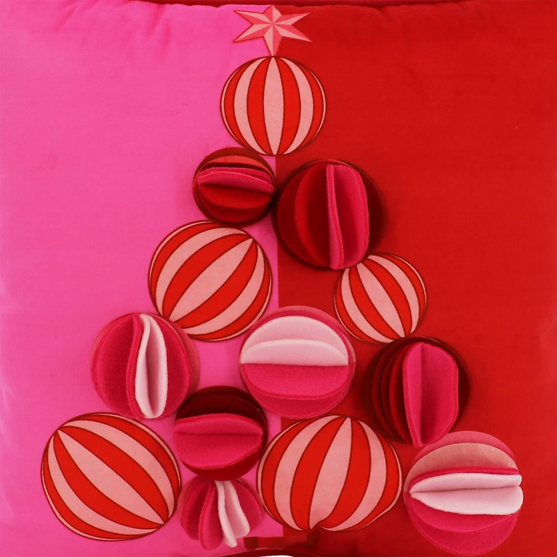 18" x 18" Red & Pink Pom Pom Tree Pillow by Ashland®