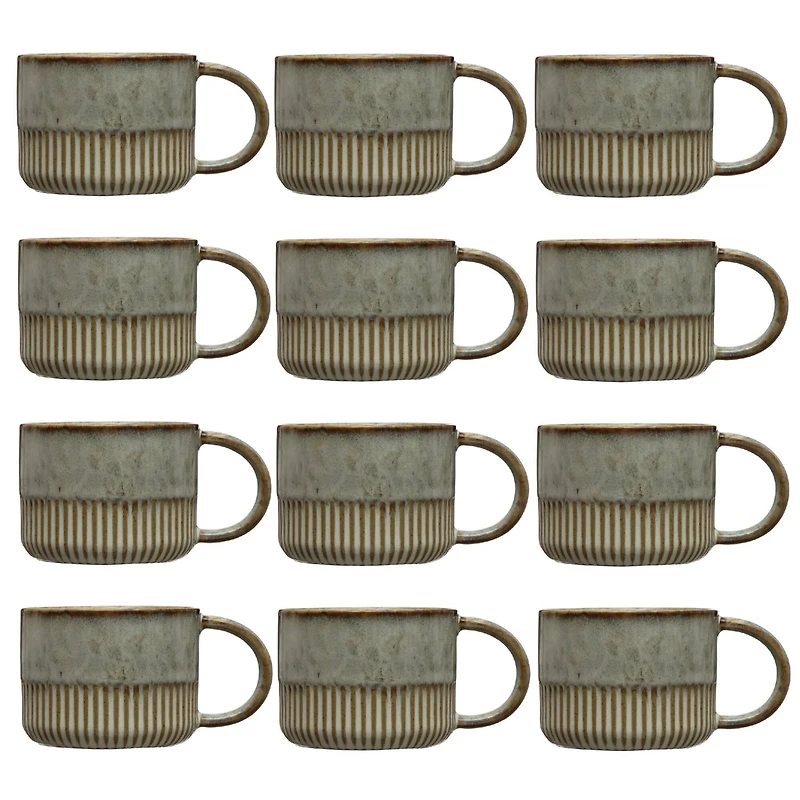 Hello Honey® 14oz. Reactive Glaze Stoneware Mugs with Crimped Bottom, 12ct.