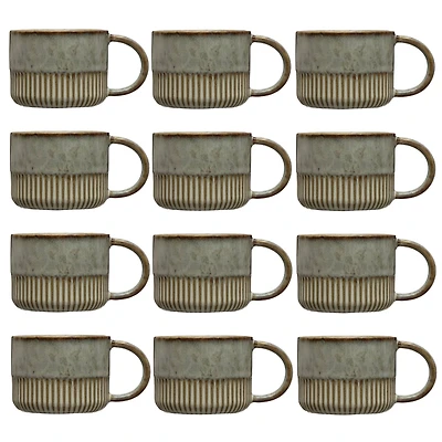 Hello Honey® 14oz. Reactive Glaze Stoneware Mugs with Crimped Bottom, 12ct.