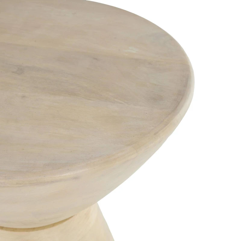 18" Cream Mango Wood Accent Table